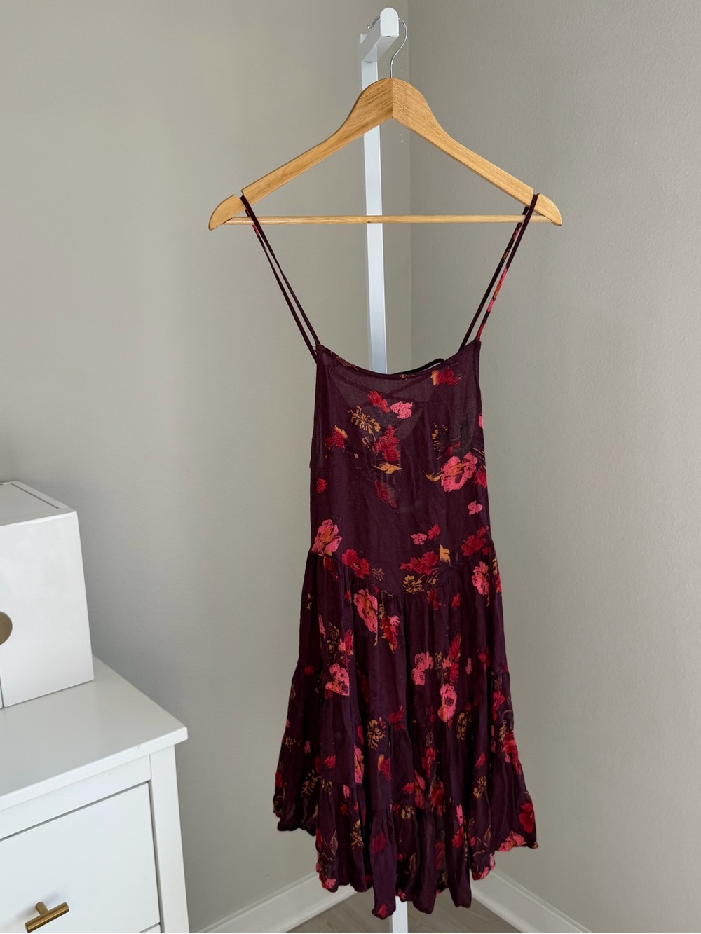 Free People Burgundy Floral Slip Dress